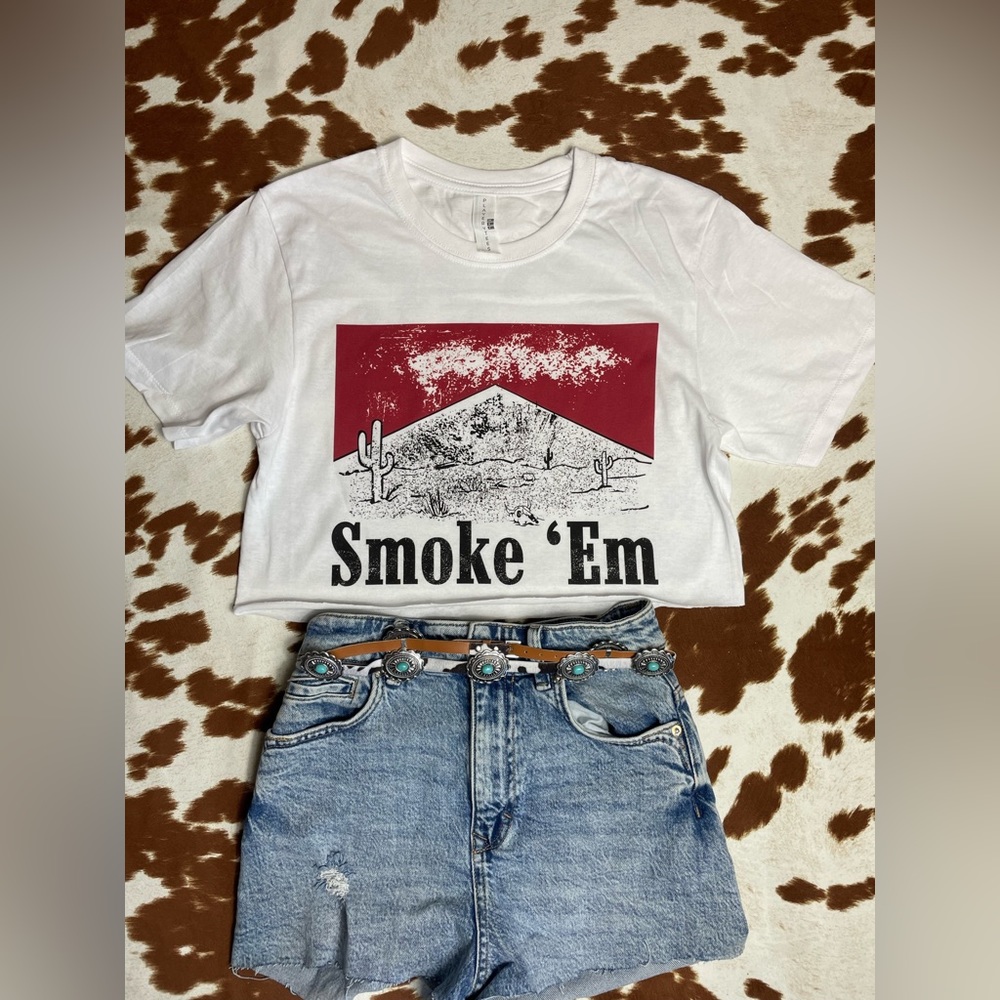 White Smoke Em Crop Top